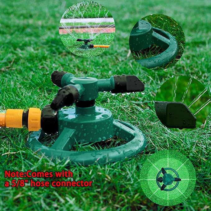 2 Pack Sprinklers for Yard, 360Rotating Lawn Sprinkler, Sprinklers for Yard Large Area, Lawn Sprinklers, Powerful and Even Watering for Lawns and Gardens
