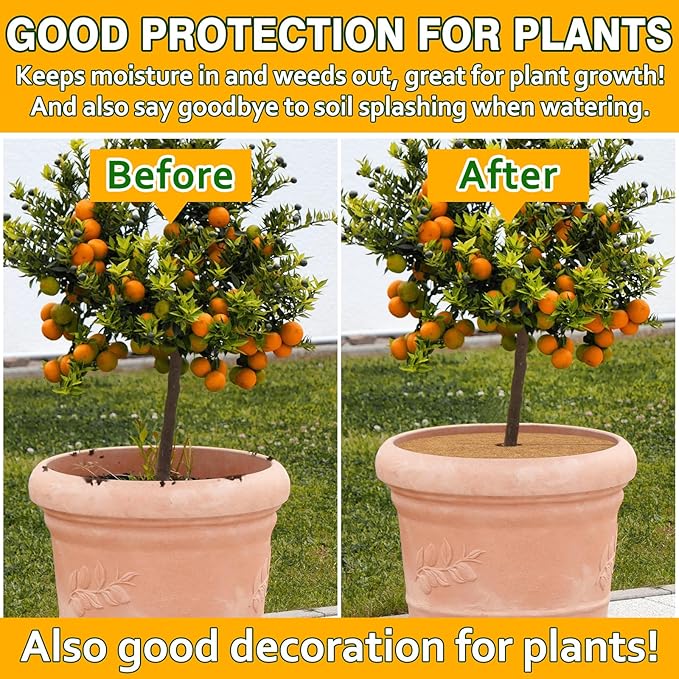 ZeeDix 3 Pack 24 Inch Coconut Fiber Tree Mulch Ring, 100% Natural Coco Coir Tree Ring Mulch Mat, Coconut Coir Discs Plant Cover Tree Protectors Mats Mulch Rings for Landscaping Trees Outdoor Plants