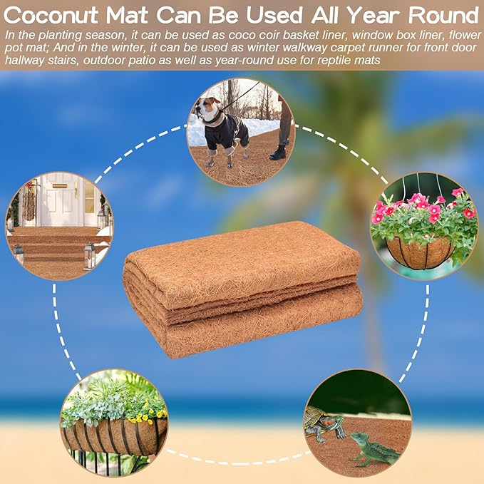 ZeeDix 3 Pack 31 x 80 x 0.28inches Thickened No-Slip Ice and Snow Carpet Mats- Natural Coconut Fiber Carpet for Garden, Front Door, Stairs, Porch Outdoor Safer Walking