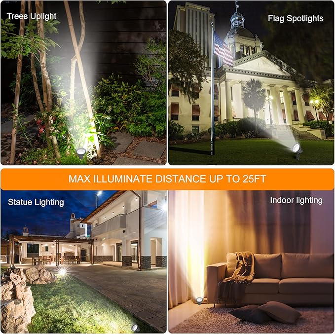 SUNLONG Solar Spotlights Outdoor Waterproof Bright Solar Wall Light Led Security Flood Light Solar Powered for Flag Patio Front Door Driveways-Automatically Activates at Dusk to Dawn (White)