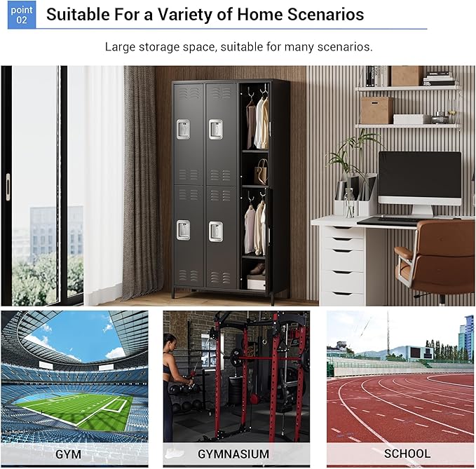 GAOMON Metal Lockers, 6-Door Metal Storage Cabinets Locker, Secure Storage Solution, Perfect for Offices, Gyms, Schools & Homes, Organizes Personal and Work Belongings Easily