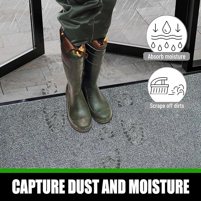 Heavy Duty Doormat, 3'x10' Indoor Outdoor Entry Rug, Commercial Entrance Mat with Rubber Border, Durable Welcome Mat, Rubber Backing Non Slip Doormat for Entryway, Large Garage Floor Mat