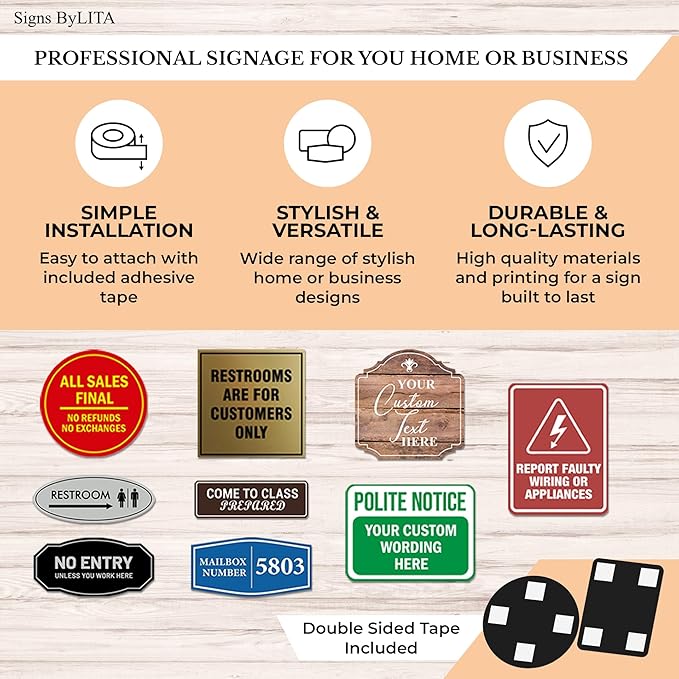 Signs ByLITA Standard Sprinkler Room Sign (Black/Silver) - Large 2 Pack