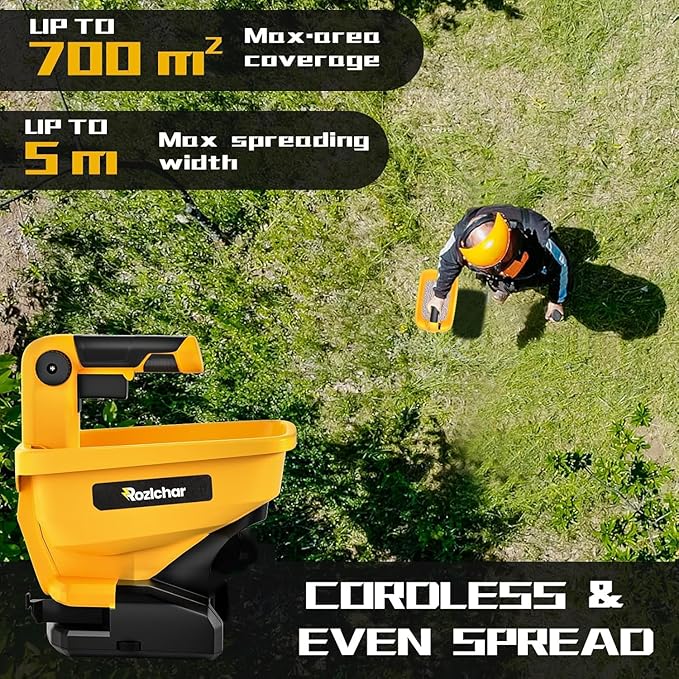 Rozlchar Power Spreader Compatible for Dewalt 20V/60V Battery, Seed Spreader for Year-Round, Covers Up to 5,000 sq. ft.(Tool Only, No Battery)