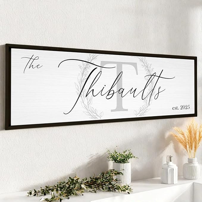 Last Name Signs for Home, Personalized Wall Decor, Monogram Gifts, Framed Wooden Family Name Sign for Home Decor, Custom Wood Signs, Established Signs