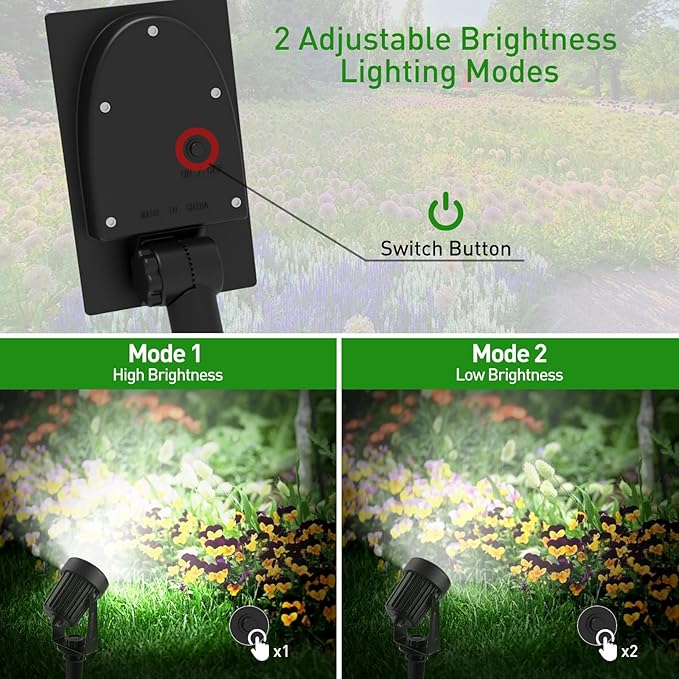 T-SUNUS Halloween Solar Spot Lights Outdoor IP65 Waterproof White 6000K 2-in-1 Landscape Spotlights, 9.8ft Cable Separate Panel Auto Dusk to Dawn for Christmas Flag Yard Garden Driveway Pathway Garage