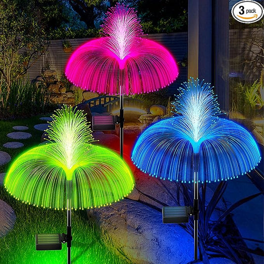 Solar Garden Lights Outdoor Decorative Waterproof, Solar Light for Outside, Yard Lights Solar Flower Decor for Patio Pathway Lawn Party Landscape Decorations, 3 PCS