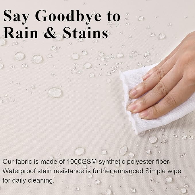 Outdoor Chair Cushions Set of 2 for Patio Furniture 24x24x4 Inch Waterproof Patio Chair Cushion 3 Year Color Fastness Square Elastic Foam Garden Sofa Couch Pads with Ties and Handle,Beige