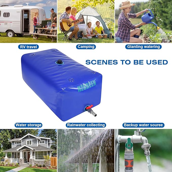 Water Bladder 500L/130G Water Tank Storage Container Foldable Portable Large Capacity Soft Bag Suitable for Outdoor Easy to Carry Out