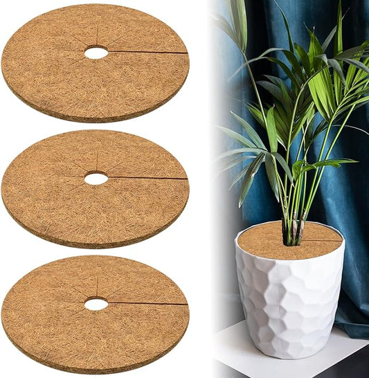 ZeeDix 3 Pack 24 Inch Coconut Fiber Tree Mulch Ring, 100% Natural Coco Coir Tree Ring Mulch Mat, Coconut Coir Discs Plant Cover Tree Protectors Mats Mulch Rings for Landscaping Trees Outdoor Plants