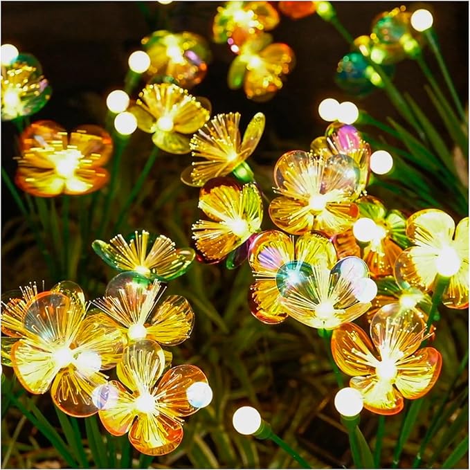 Solar Swaying Garden Lights – Upgraded Flower & Firefly Lights with Larger Solar Panel, Waterproof Outdoor Pathway & Flowerbed Light for Yard & Holiday Decor (2pack)