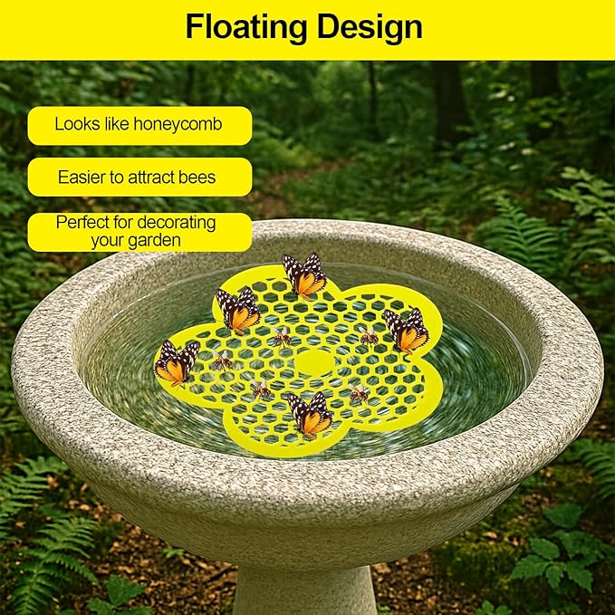 2 Pack Floating Bee Island,Flower Floating Bee Watering Station- Butterfly Bee Waterer for Feeding, Bee Bath,Butterfly Feeders for Outdoors