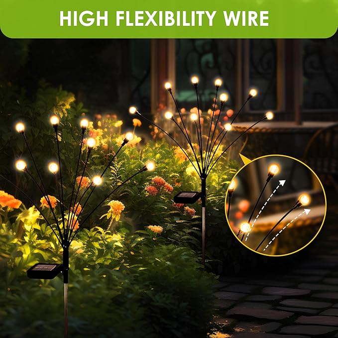 10 LED Solar Garden Lights, 6 Pack Solar Firefly Lights Outdoor Waterproof, Solar Crystal Ball Swaying Lights, Firefly Garden Lights Solar Outdoor (Warm White)