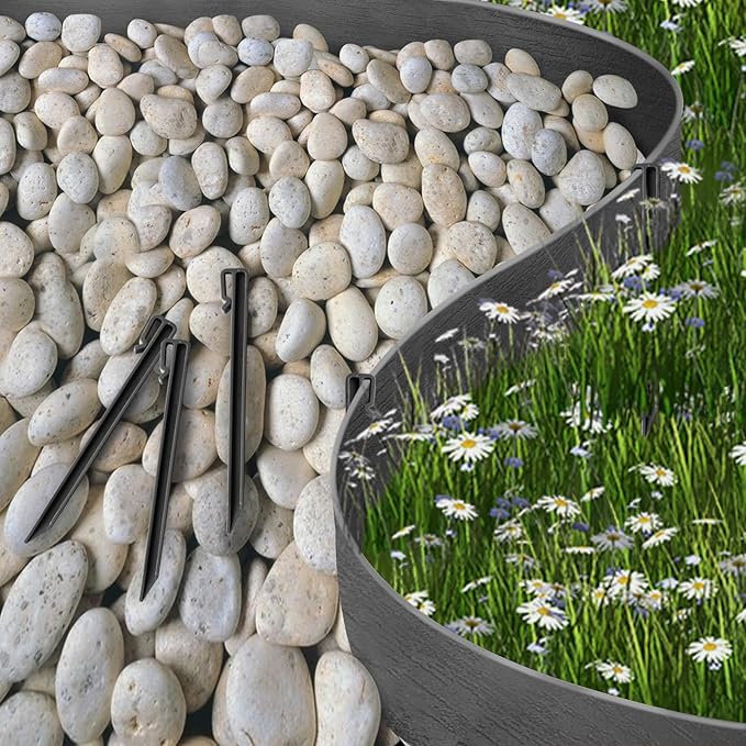 Landscape Edging Kit, Include 4 Inch High 120 Feet Length Terrace Board, 60 Durable Spikes, Edging Pruning Shear, Rubber Mallet Hammer, Black