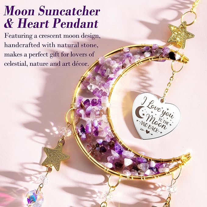 I Love You Gifts for Her Women Wife Girlfriend, Cool Moon Crystal Suncatcher Romantic Birthday Gifts Anniversary Wedding for Mom Her Grandma Wife Couples Wedding Engagement Gifts