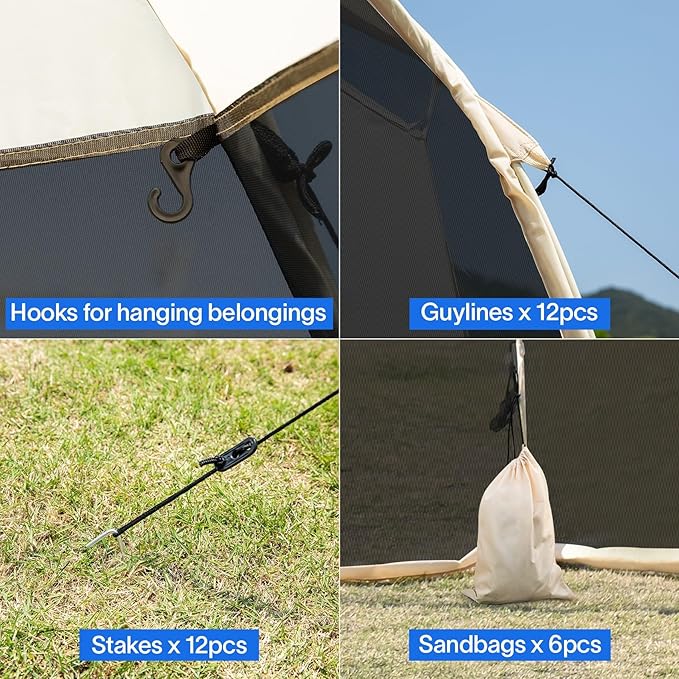 Alvantor Screen House Gazebo, 6-10-15 Person Pop Up Igloo Screened Canopy Tent with Mosquito Netting Sides, Instant UV Resistant Sun Shelter for Garden, Patio, Backyard