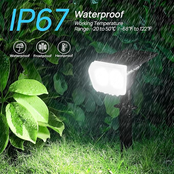 Consciot Solar Spot Lights Outdoor Waterproof, 24 LED Dusk-to-Dawn Solar Outdoor Lights, 2 in 1 Adjustable Wall Lights, Daylight Solar Landscape Spotlights for Garden Yard Wall Walkway, 4 Pack