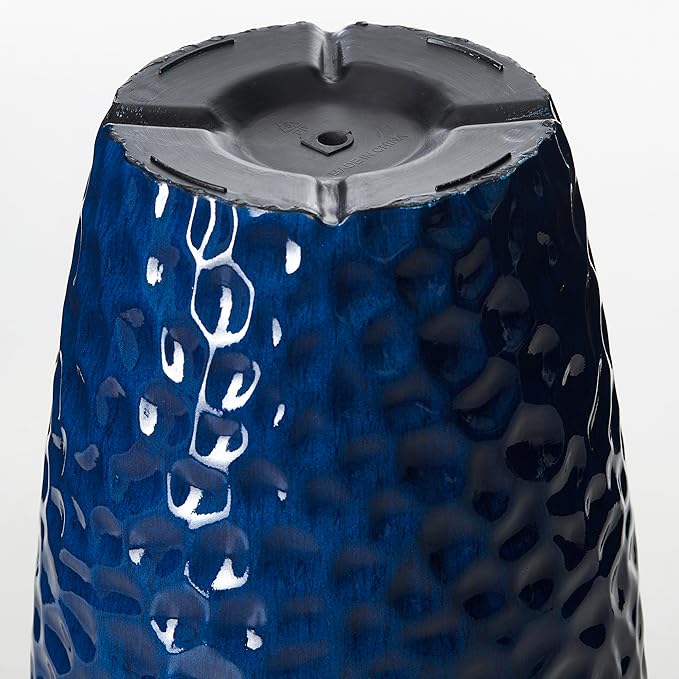 Glitzhome 23.75" H Oversized Tall Planter,Modern Set of 2 Honeycomb Textured Gradient Cobalt Blue Round Garden Plant Pots with Drainage Holes Flower Containers for Indoor Outdoor,Front Porch,Patio