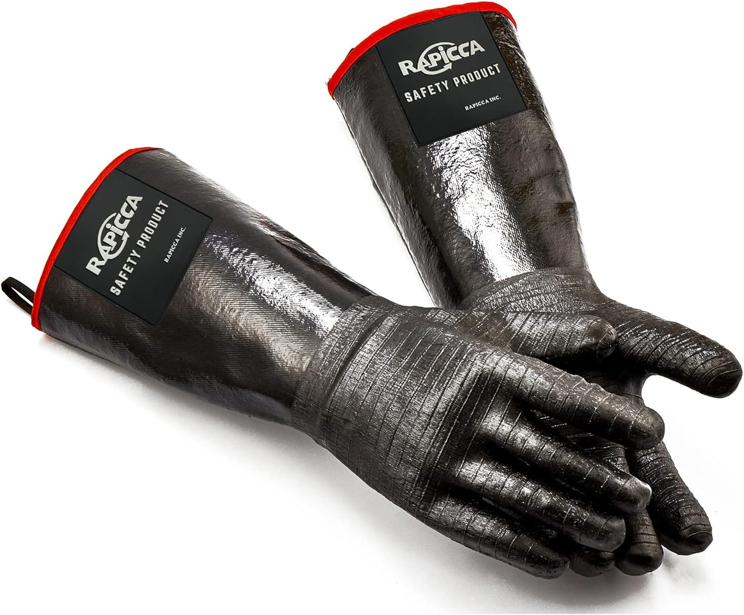 RAPICCA 932°F Heat Resistant BBQ Grill Gloves: Oil Resistant Waterproof for Smoking Grilling Cooking Barbecue Deep Frying Turkey Rotisserie Handling Hot Greacy Meat Stocking Stuffers - Long Sleeve