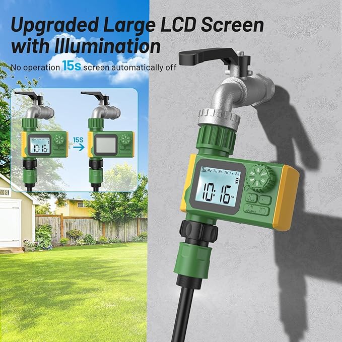 Sprinkler Timer, Hoses Timer for Watering, Outdoor Irrigation Timers, Water Scheduling Device for Tube Programmable with Auto/Manual/Rain-Delay System, Water Hoses Timers for Yard, Lawn, Pool(Green)