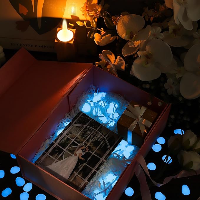 OSOPOLA 150 PCS Glow in The Dark Rocks - White Luminous Stones Fish Tank Accessories Turtle DIY Decor Pebbles for Fairy Garden Yard FD05WH150