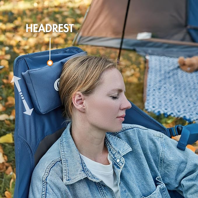 Portal Heated Hammock Camping Chair, Portable Outdoor Swinging Chairs, Rocking Chair for Adults with Adjustable Back and Height for Lawn Backyard Patio, Supports 400 lbs, Blue