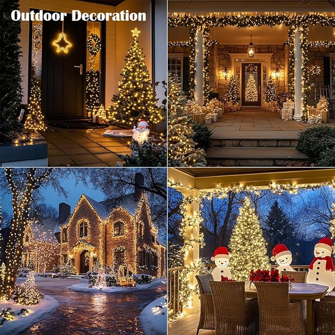 Fairy Lights Plug in,200FT 600 LEDs Waterproof Led String Lights,Twinkle Light with 8 Modes Remote for Outdoor Indoor Christmas Wedding Birthday Garden Party Decorations,Warm White