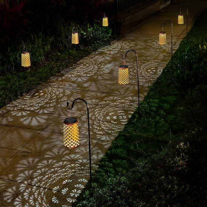 Shell Solar Lanterns Outdoor Waterproof Hanging Solar Lights ,Warm and Cool Light for Garden Porch Path Deck and Balcony Decoration, LED Lanterns as Gifts for Women and Children
