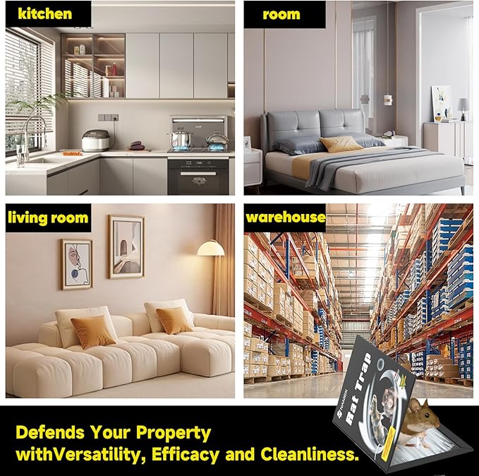 12-Pack Extra Wide Rat Traps, Heavy Duty Glue Traps for Mice & Rats - Eco-Friendly Indoor Pest Control, Tunnel Design Rat Trap with Super Sticky Adhesive (Mouse Killer, Safe for Kids & Pets)