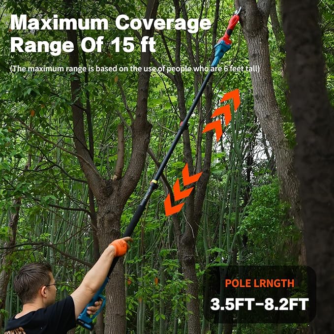 Pole Electric Pruning Shears with Portable Bag.Pole 1.6Inch(4CM) Electric Pruner for Tree Trimming Pole Tree Trimmer with 2Pcs 2000mAh Batteries(Jovant)