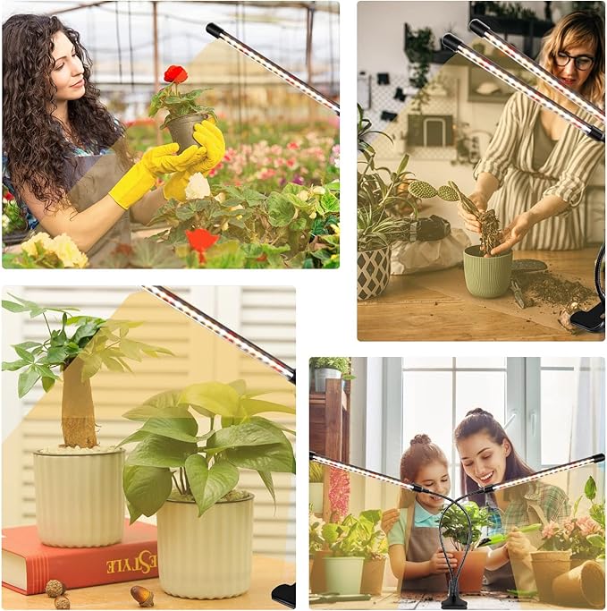 Grow Lights for Indoor Plants, Full Spectrum LED Plant Lamps with Clips and 3m Cables for Seeding Growing(2 Pack)