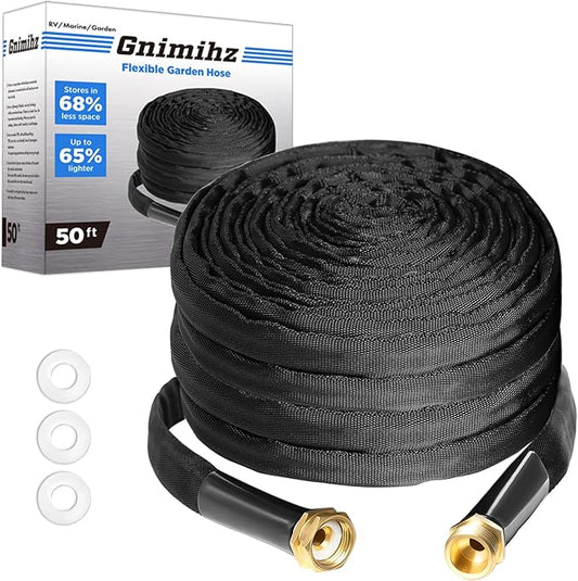 3/4" Garden Hose 50ft, Made of TPE(BetterThan PVC), Ultra-Light & Flexible Water Hose with Solid Brass Fittings, Non-Shrinking, Easy to Storage, Drinking Water Safe Material, All-weather