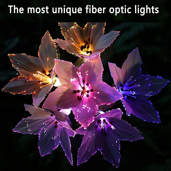 Solar Garden Lights, 2 Pack New Upgraded Solar Swaying Lights with 12 Flowers Solar Lights for Outside Garden Yard Decor Outdoor Waterproof, Gardening Birthday Gifts for Women Mom Grandma, White & Red