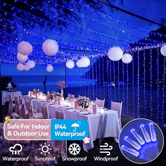 Heceltt 1140 LED 449 FT String Lights Outdoor, 8 Modes Easter Lights Plug in, IP44 Waterproof Led String Lights with Timer and Memory for Yard Party Garden Wedding Decorations (Blue)