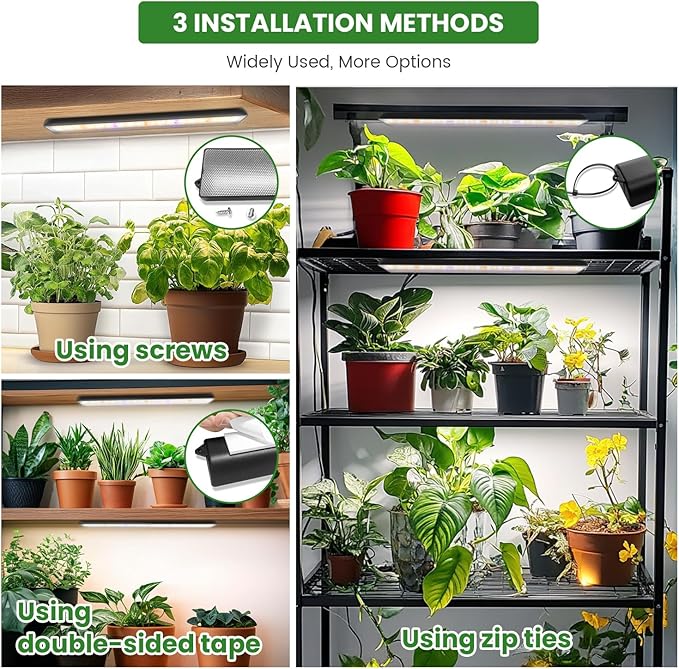 wolezek Grow Light Strips for Indoor Plants, 420 LEDs Full Spectrum Plant Light for Indoor Growing with Upgared 4/8/12/16H Auto Timer, Grow Lamp Bar for Seedling Succulent, 13.8 Inches, 4 Pack