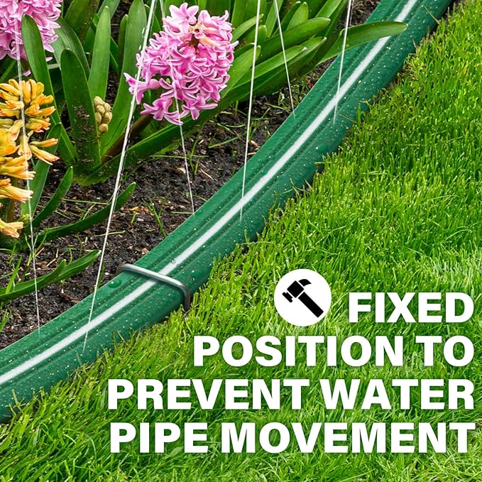 Jin&Bao Sprinkler Hose with Holes 75FT, Heavy Duty Watering Garden Hose, High-Efficiency Sprinklers System for Lawn and Garden with Staples