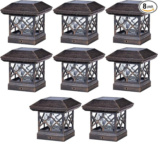 TWINSLUXES Solar Post Cap Lights Outdoor - Waterproof LED Fence Post Solar Lights for 3.5x3.5/4x4/5x5 Wood/Vinyl Posts in Patio, Deck or Garden Decoration