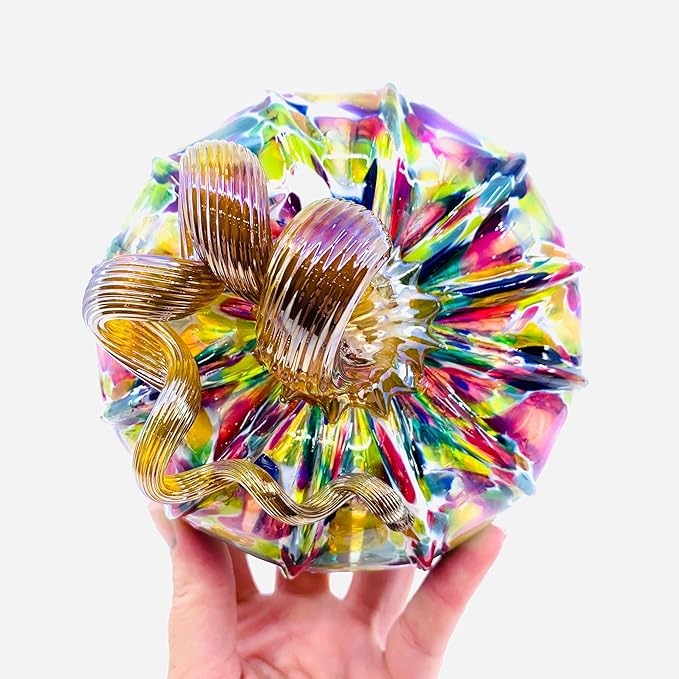 Luke Adams Glass | Handmade Glass Pumpkins | Handmade Table Top Home Decor (Squat, Jewel)