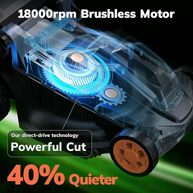 Electric Lawn Mower, 20V 13" Cordless Lawn Mower for Small Yard, Push Mower with 5 Height Adjustments, 2-in-1 Mulching/Bagging for Graden, 4.0Ah Battery and Charger Included(25min Runtime)