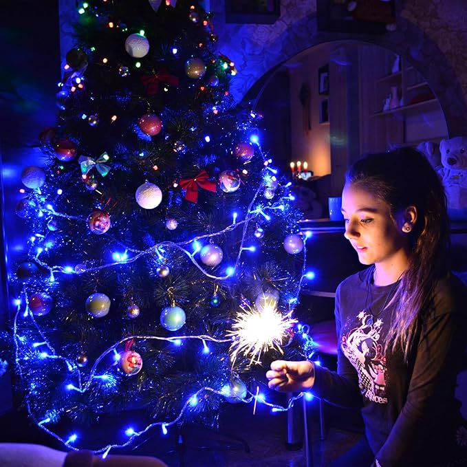 500 LED Christmas Lights Outdoor - 165FT Super Long Christmas String Lights 8 Modes Waterproof Plug in Fairy Lights with Timer Memory for Indoor Xmas Tree Holiday Party House Decorations, Blue