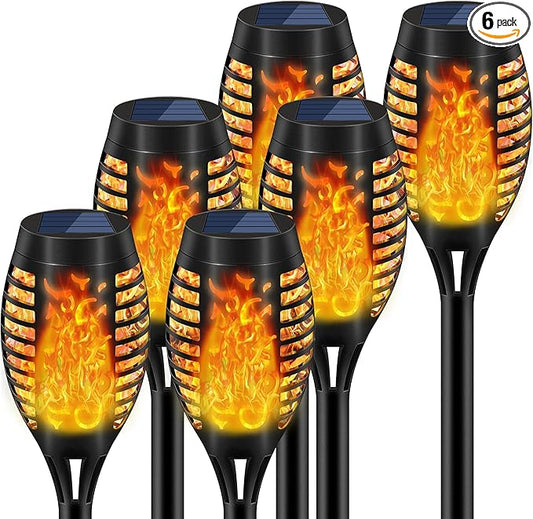 Solar Torch Lights for Garden Decor, 6 Pack 12 LED Solar Lights for Outside & 20.5'' Waterproof Solar Lights, Flame Torch Solar Lights Outdoor for Patio Path Yard Decorations