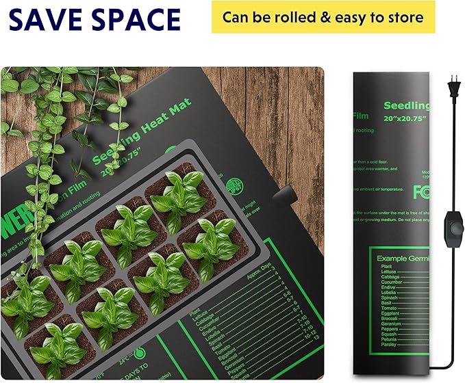 iPower 2 Pack 20" x 20.75" Seeding Heat Mat Adjustable Temperature Waterproof Durable Hydroponic Plant Heating Pad for Germination Starting