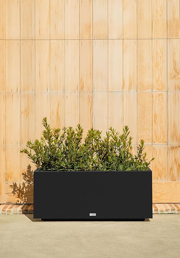 Veradek Block Series Long Box Planter - Large Rectangular Planter for Indoor or Outdoor Patio/Porch | Durable All-Weather Use with Drainage Holes | Modern Décor for Tall Plants, Flowers or Shrubs