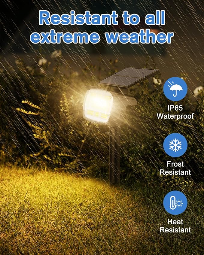 Fabrito Solar Spot Lights Outdoor 136 LEDs, Large Area Lighting Solar Lights Outdoor, 6 Pack IP65 Waterproof Landscape Spotlights Auto On/Off for Yard, Garden, Pathway, Plants,Tree (Warm White)