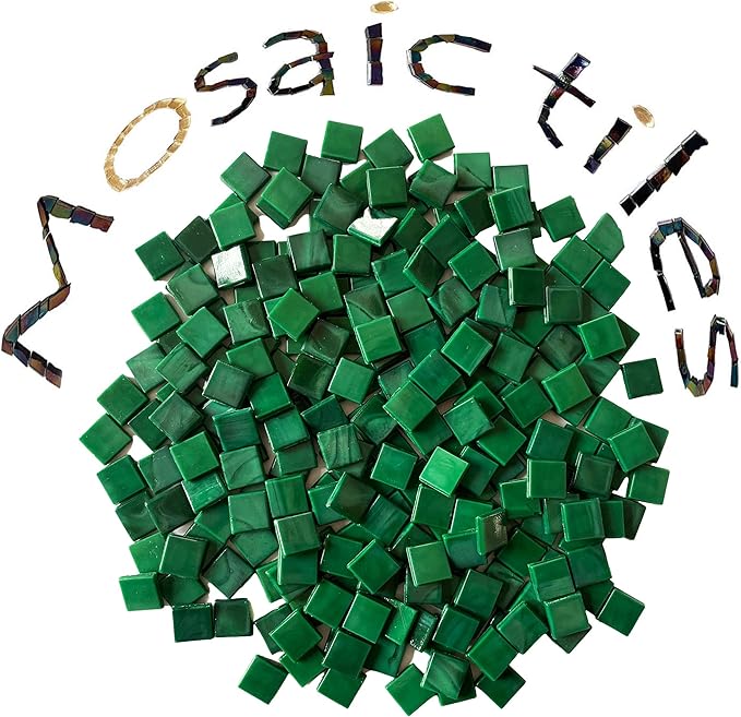 SMEIINIK 1.1lb/500g Square Mosaic Tiles Bulk,Glass Tiles for Art Mosaic Projects, Iridescent Stained Glass Pieces for Mosaic Works (AJ28-35)