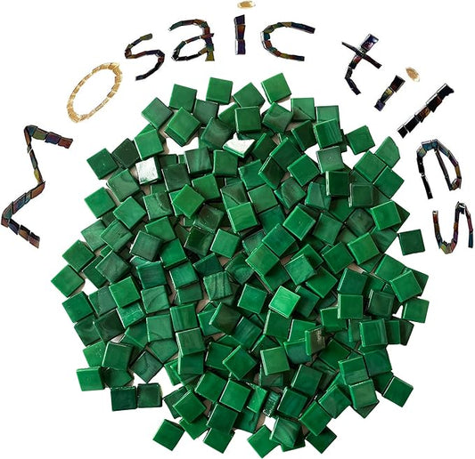 SMEIINIK 1.1lb/500g Square Mosaic Tiles Bulk,Glass Tiles for Art Mosaic Projects, Iridescent Stained Glass Pieces for Mosaic Works (AJ28-35)
