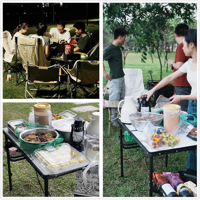 Titanker Folding Camping Table 3ft, Folding Picnic Table, Camp Tables Portable, 50% Extra Side Space, Outdoor Patio Table, RV/Car Camping Essentials, Aluminum Light & Solid