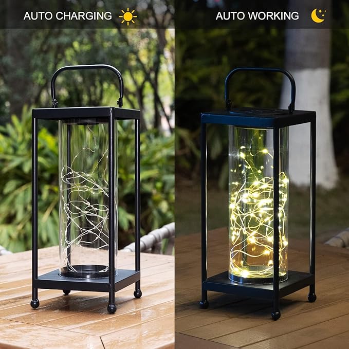 Solar Lanterns Outdoor Hanging - Solar Table Lights Waterproof Landscape Lights - Fairy Lights with 36 Warm White LED Designs for Outdoor Tabletop Patio Garden Yard and Pathway Decoration(1 Pack)
