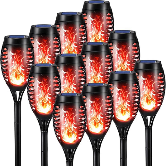 Toodour Solar Torch Flame Lights, 6 Pack Solar Lights Outdoor with Flickering Flame, Waterproof Solar Pathway Lights Landscape Decoration Lighting for Garden, Lawn, Yard, Outdoor Decor - Red
