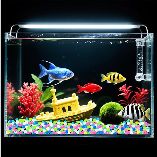 Glow in The Dark Rocks Outdoor Garden Pebbles Stones, 2.2Lbs Fish Tank Glow Rocks Resin Glowing Pebbles for Garden/Aquarium/Planter/Walkway/Driveway,Multi